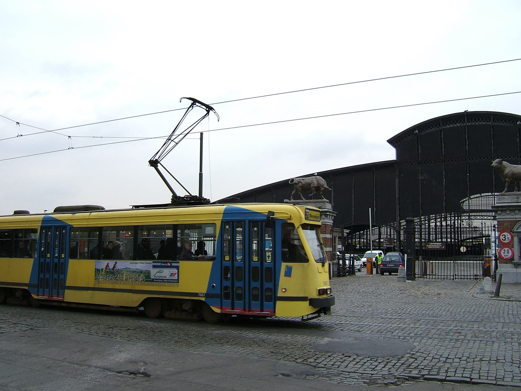 A Brussels tram on a city street