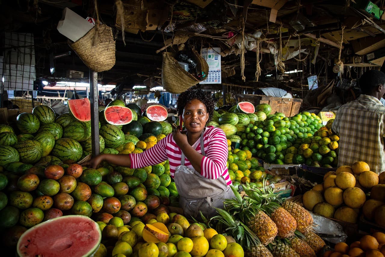 A Nairobi market stall with fruit and produce