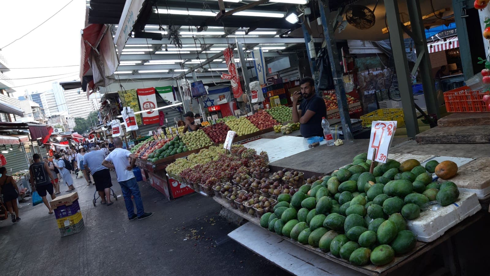 Crowds inside Carmel Market in Tel Aviv
